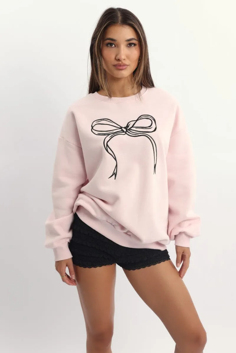 Pink Graphic Sweater Long Sleeve sold by Ally Fashion