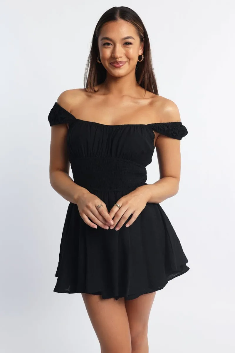 Black Playsuit Gathered Bust sold by Ally Fashion product image thumbnail 2