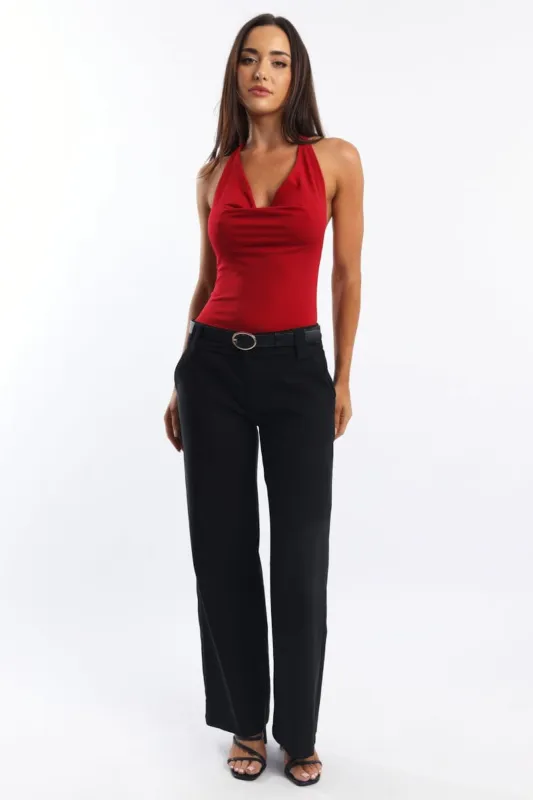 Red Halter Bodysuit Sleeveless sold by Ally Fashion