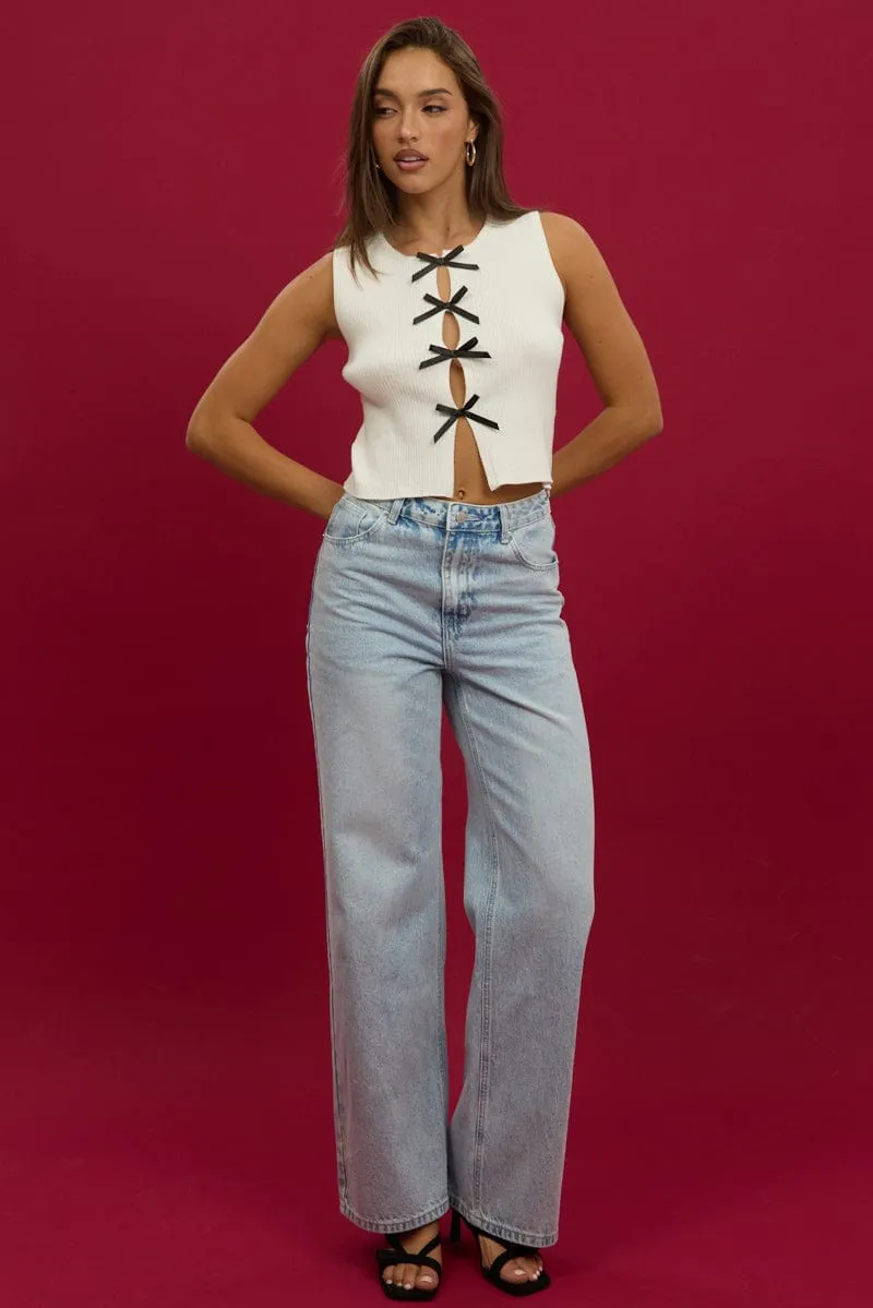 Denim Wide Leg Jeans Mid Rise sold by Ally Fashion