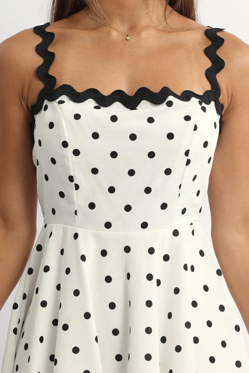 White Polka Dot Fit And Flare Dress Mini sold by Ally Fashion product image thumbnail 5