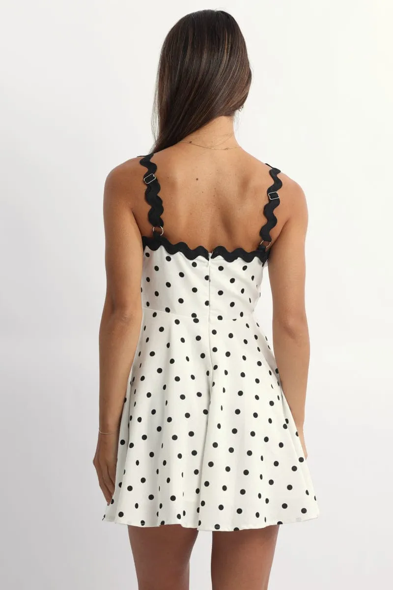 White Polka Dot Fit And Flare Dress Mini sold by Ally Fashion product image thumbnail 4