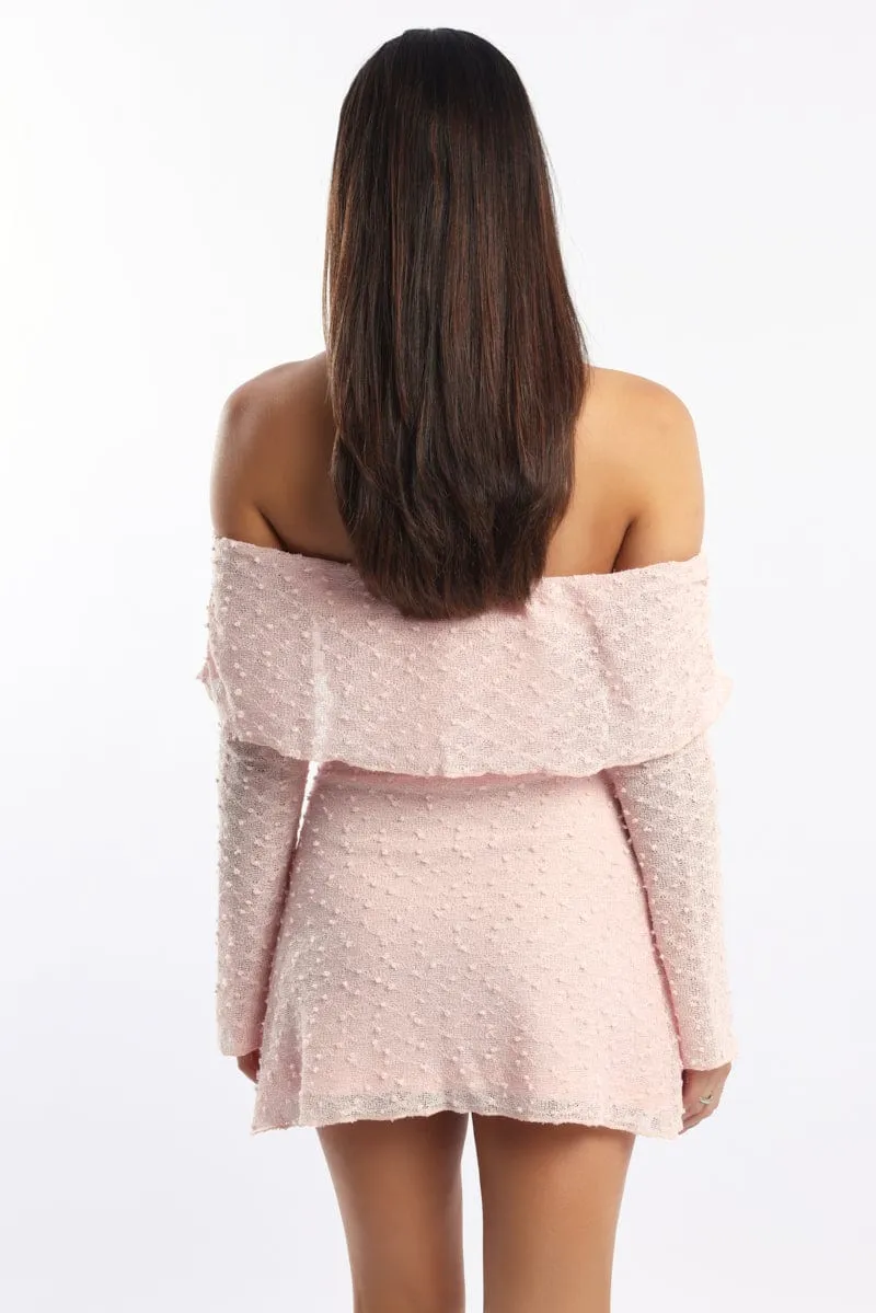 Pink Off Shoulder Dress Long Sleeve sold by Ally Fashion product image thumbnail 5