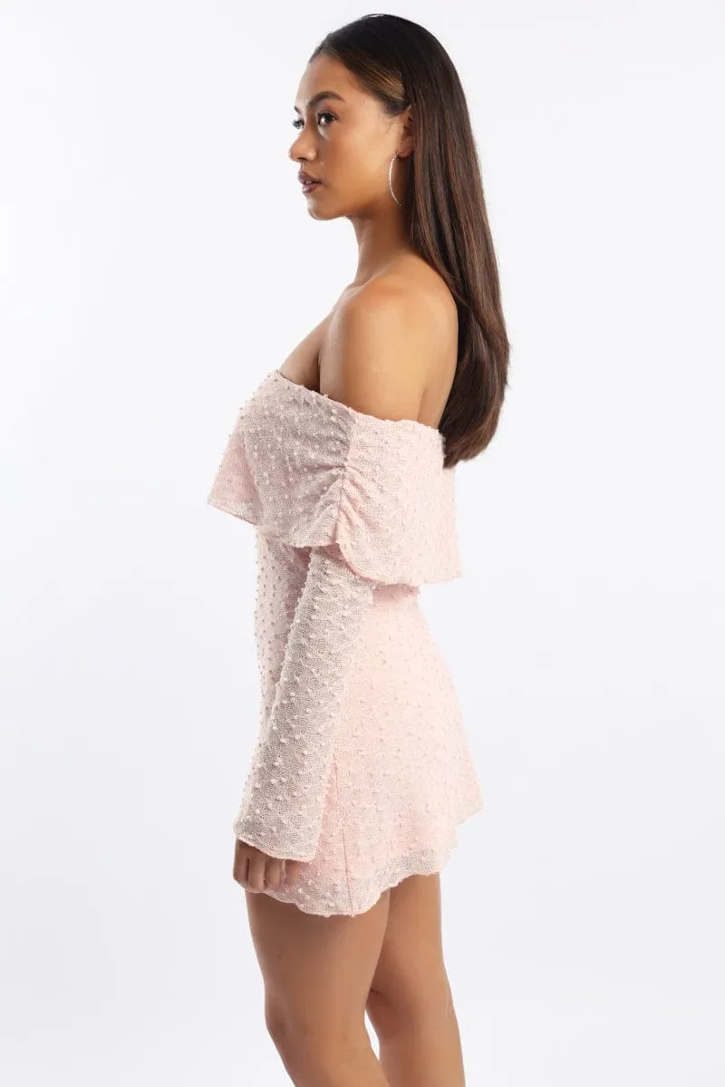 Pink Off Shoulder Dress Long Sleeve sold by Ally Fashion product image thumbnail 4