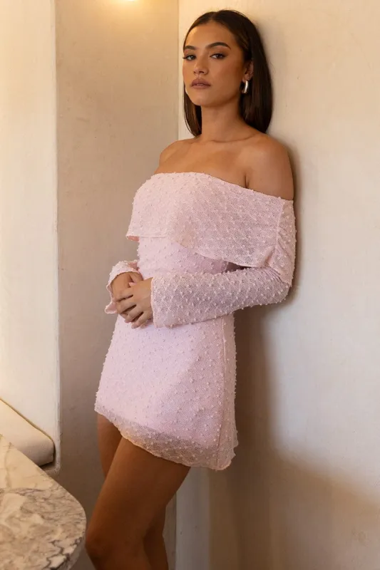 Pink Off Shoulder Dress Long Sleeve sold by Ally Fashion
