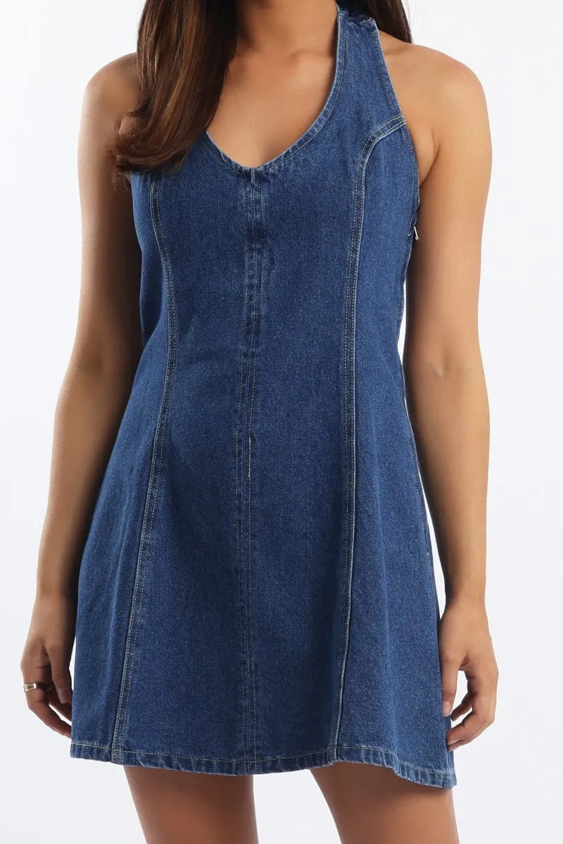 Blue Halter Neck Dress sold by Ally Fashion product image thumbnail 5