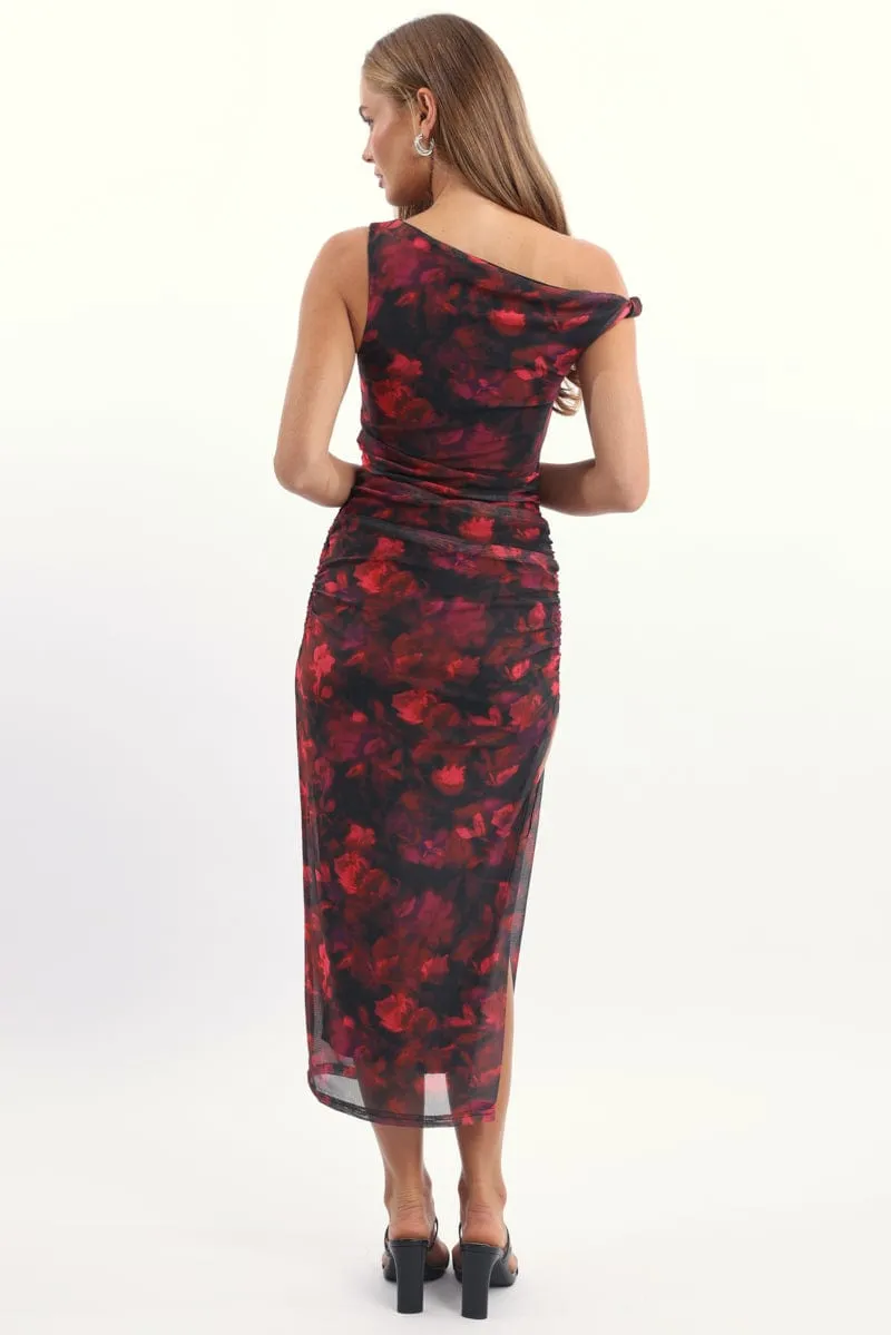 Red Floral Bodycon Dress Mesh sold by Ally Fashion product image thumbnail 4