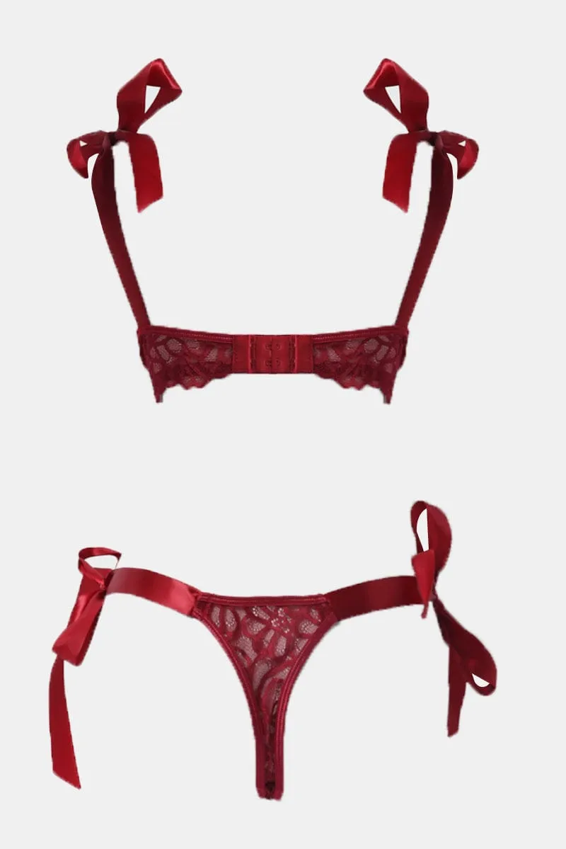 Red Lace Lingerie Set sold by Ally Fashion product image thumbnail 2