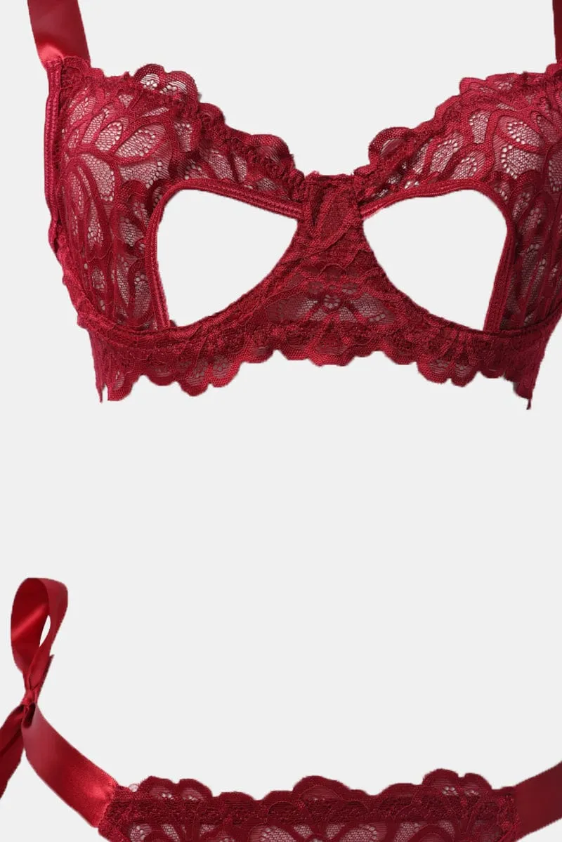 Red Lace Lingerie Set sold by Ally Fashion product image thumbnail 3