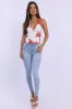 White Floral Halter Neck Top Mesh sold by Ally Fashion