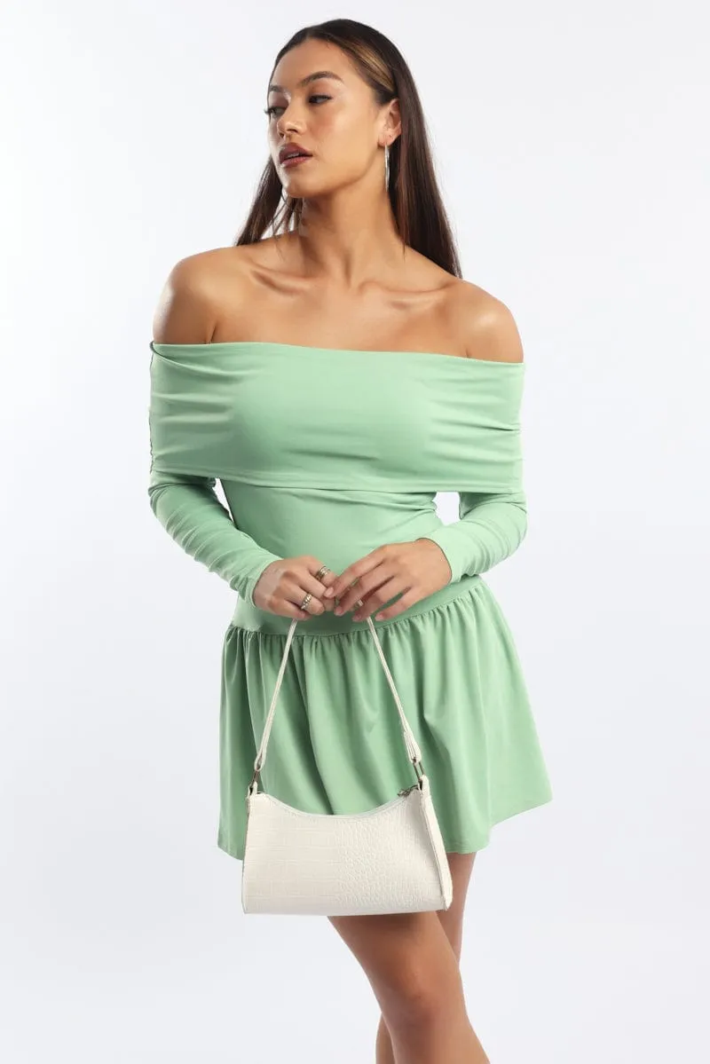 Green Off Shoulder Mini Dress sold by Ally Fashion product image thumbnail 2