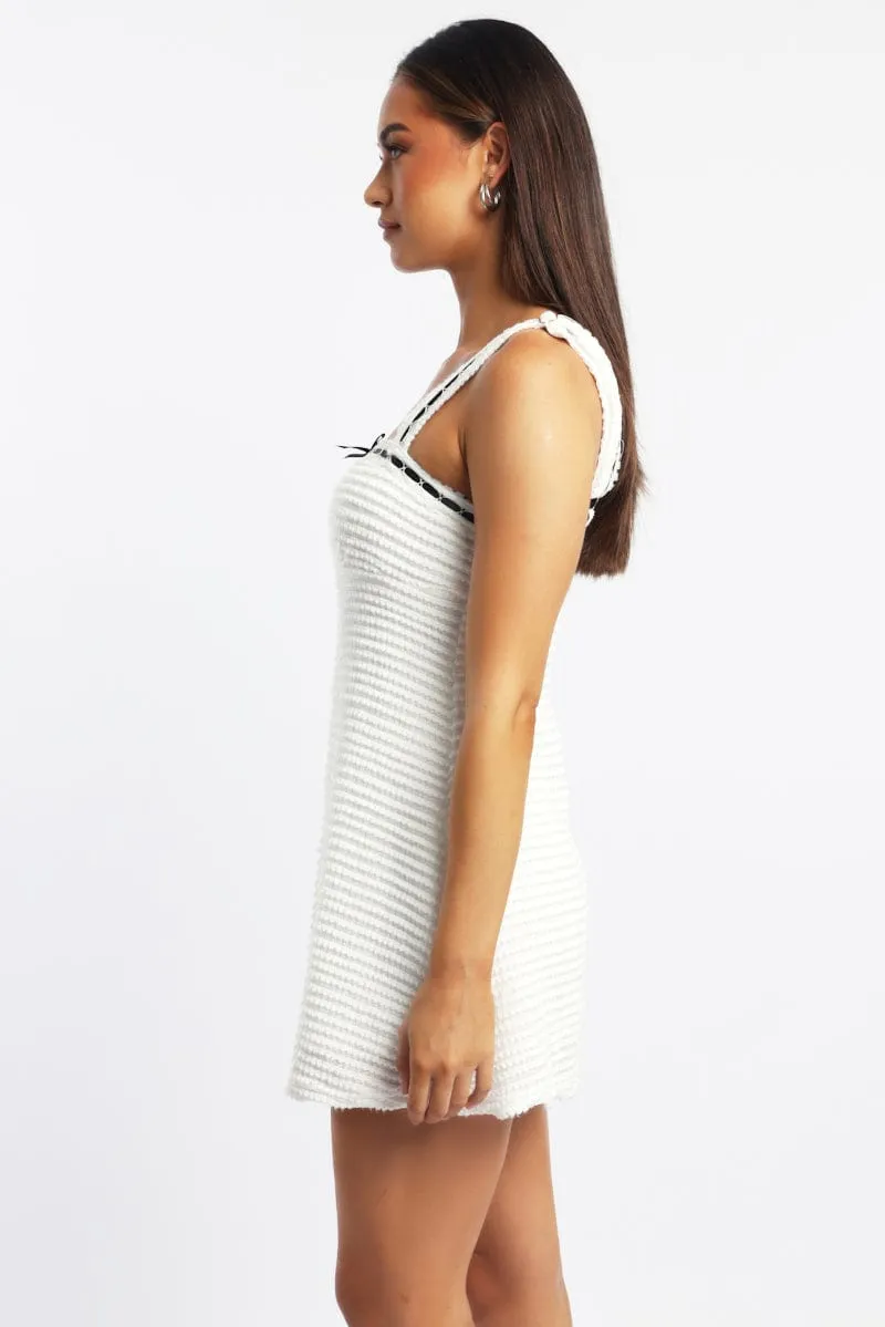 White Mini Dress Lace Trim Sleeveless sold by Ally Fashion product image thumbnail 3