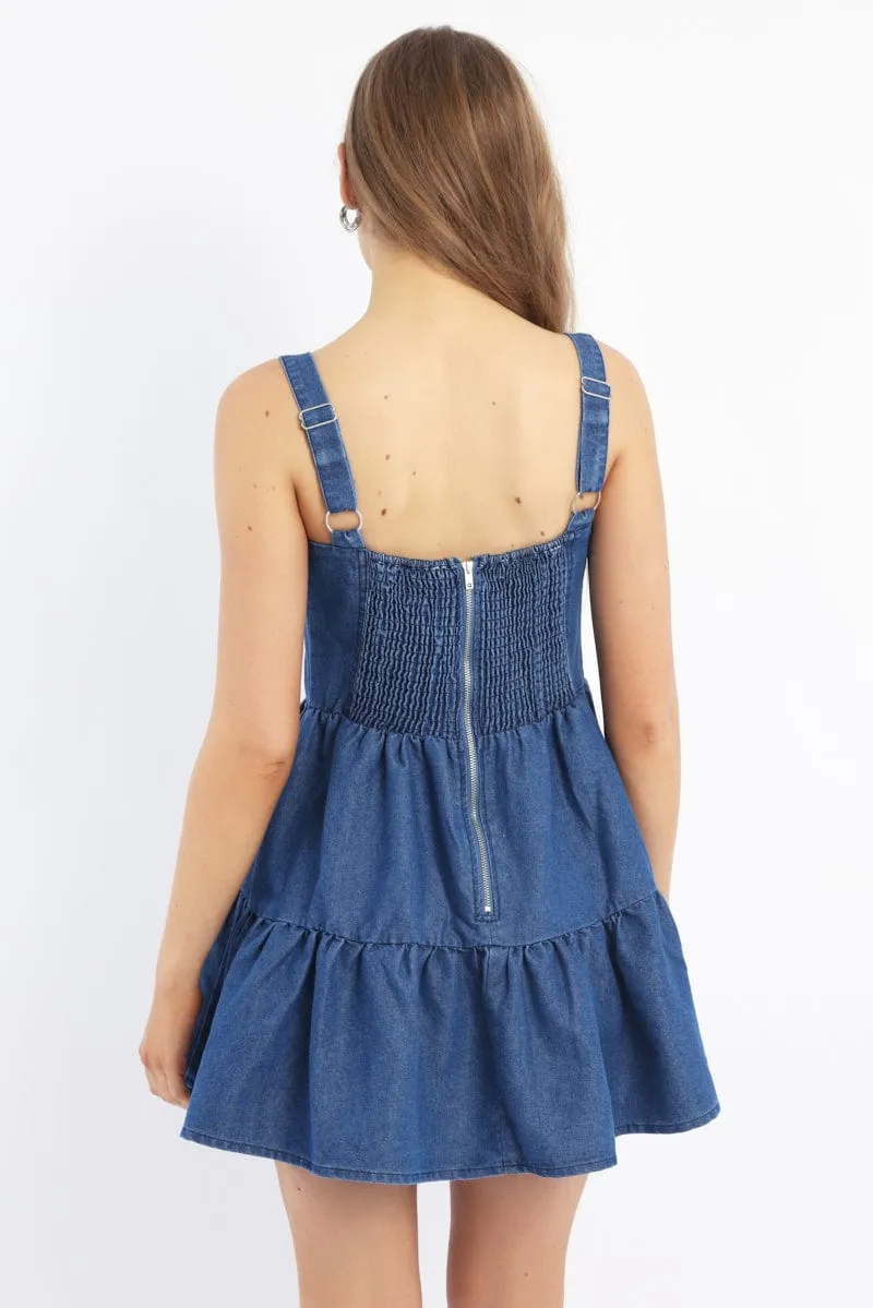Blue Fit And Flare Dress Mini Gathered Bust sold by Ally Fashion product image thumbnail 4