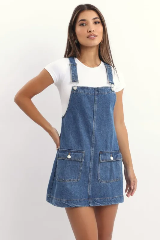 Blue Overall Mini Dress sold by Ally Fashion