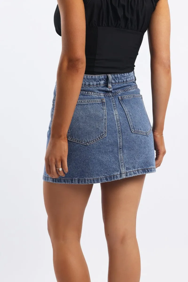 Denim Mini Skirt Mid Rise Relaxed Fit sold by Ally Fashion product image thumbnail 4