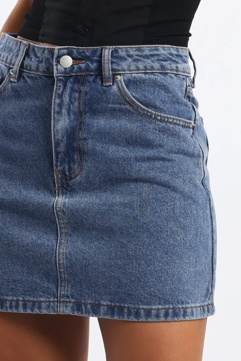 Denim Mini Skirt Mid Rise Relaxed Fit sold by Ally Fashion product image thumbnail 5