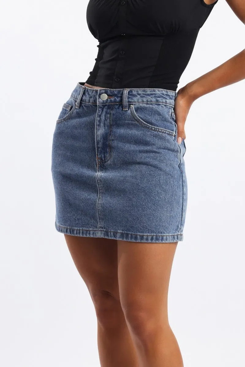 Denim Mini Skirt Mid Rise Relaxed Fit sold by Ally Fashion product image thumbnail 2