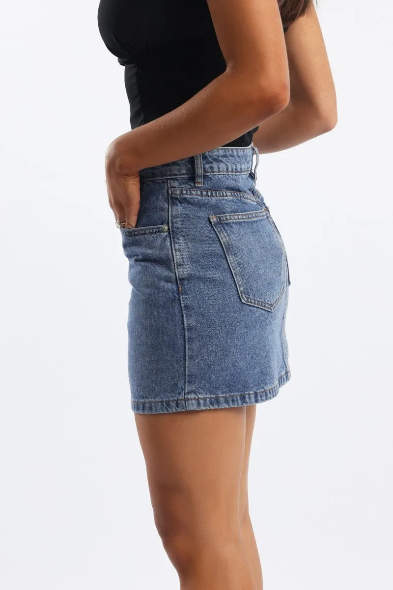 Denim Mini Skirt Mid Rise Relaxed Fit sold by Ally Fashion product image thumbnail 3