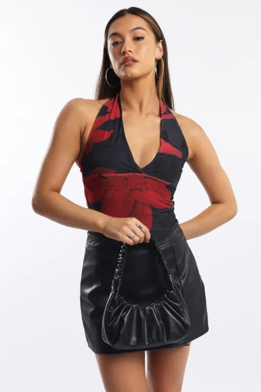 Black Floral Halter Neck Top Mesh sold by Ally Fashion