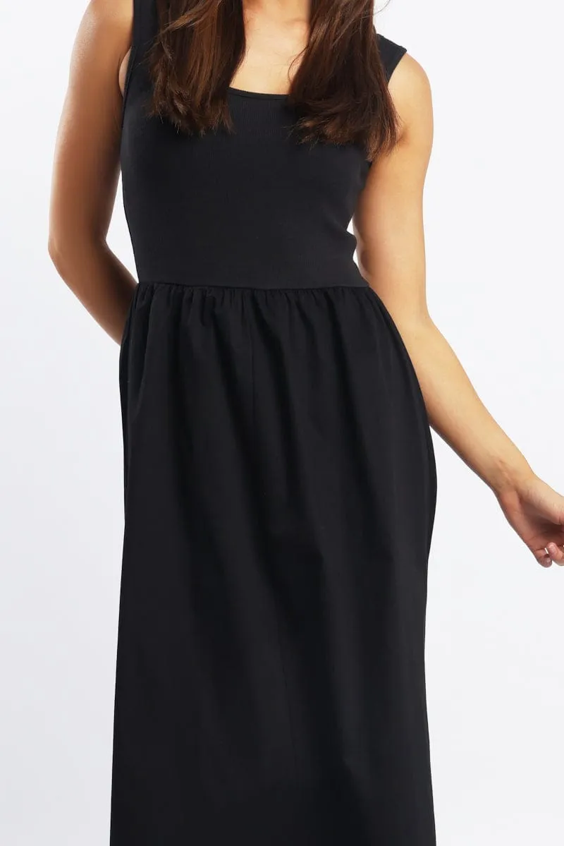 Black Midi Dress Ribbed Bodice sold by Ally Fashion product image thumbnail 5