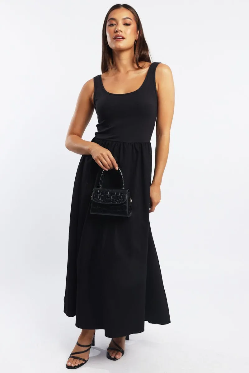 Black Midi Dress Ribbed Bodice sold by Ally Fashion