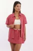 Red Check Short Sleeve Shirt Button Up sold by Ally Fashion