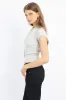 Grey Knit Top Short Sleeve Ribbed sold by Ally Fashion