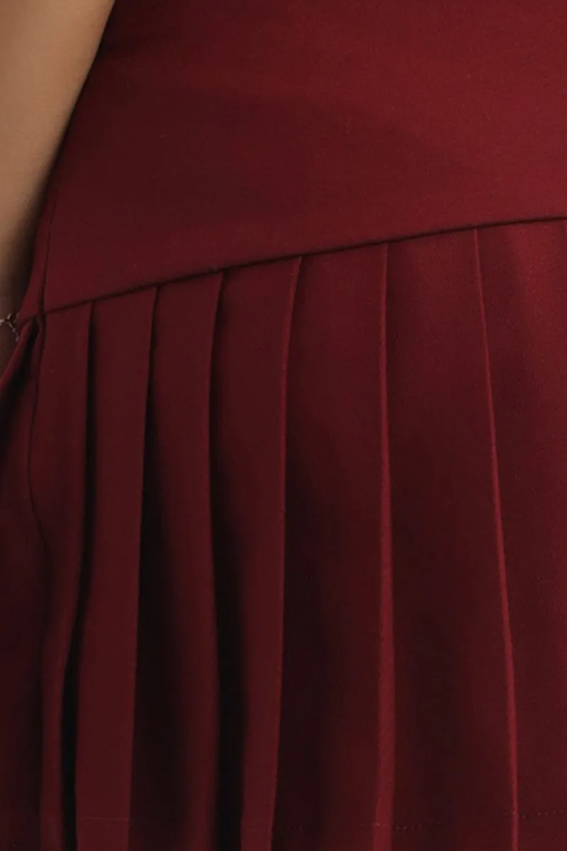 Red Pleated Skort Skirt sold by Ally Fashion product image thumbnail 5