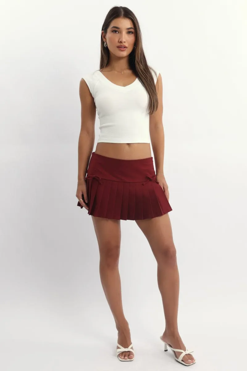 Red Pleated Skort Skirt sold by Ally Fashion