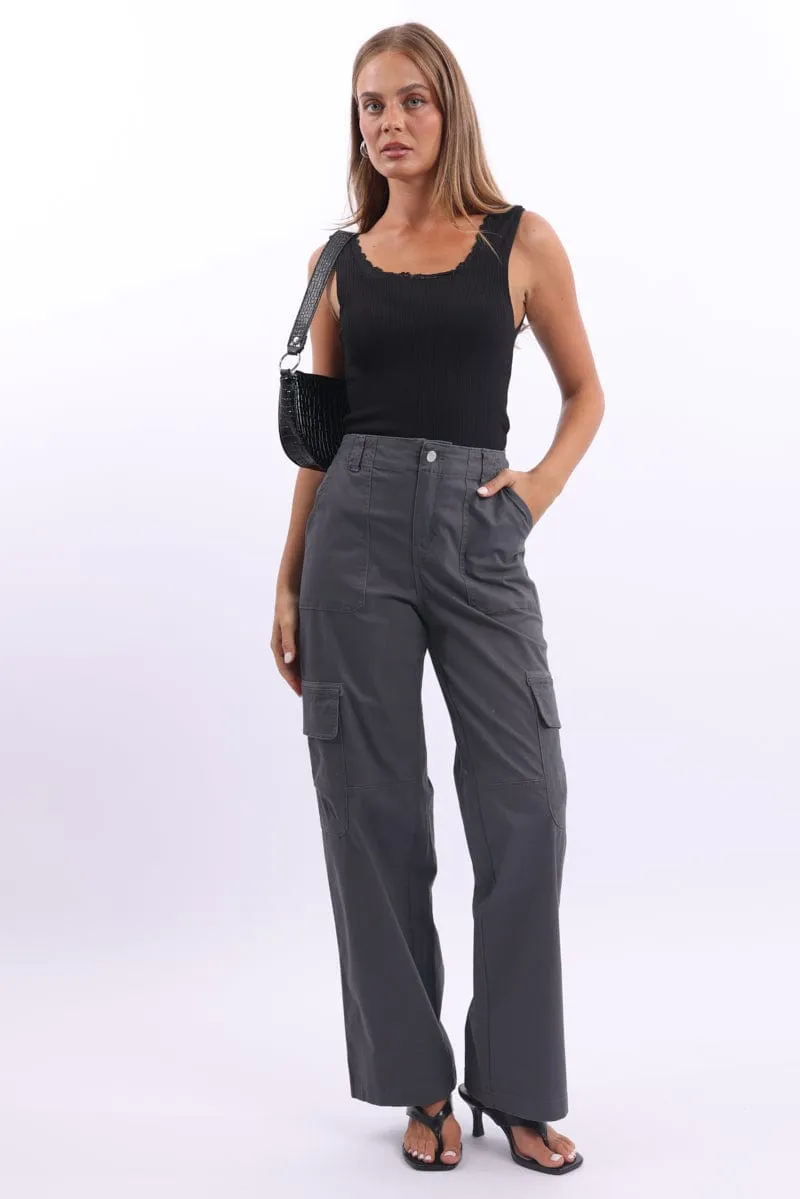 Black Tank Top Sleeveless Lace Trim sold by Ally Fashion product image thumbnail 2