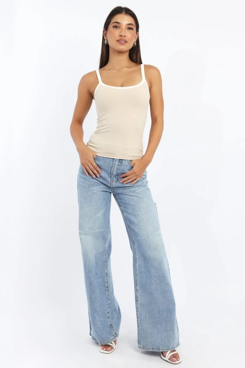 Beige Tank Top Sleeveless Rib sold by Ally Fashion product image thumbnail 2