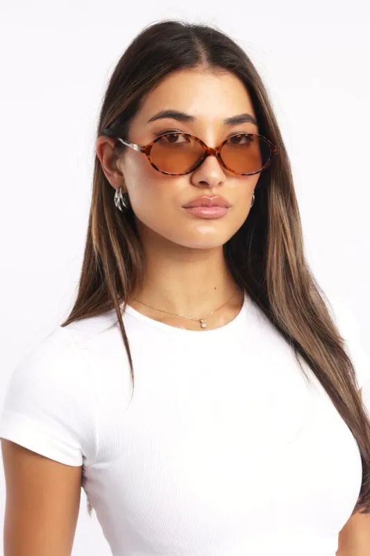 Brown Animal Print Oval Sunglasses sold by Ally Fashion