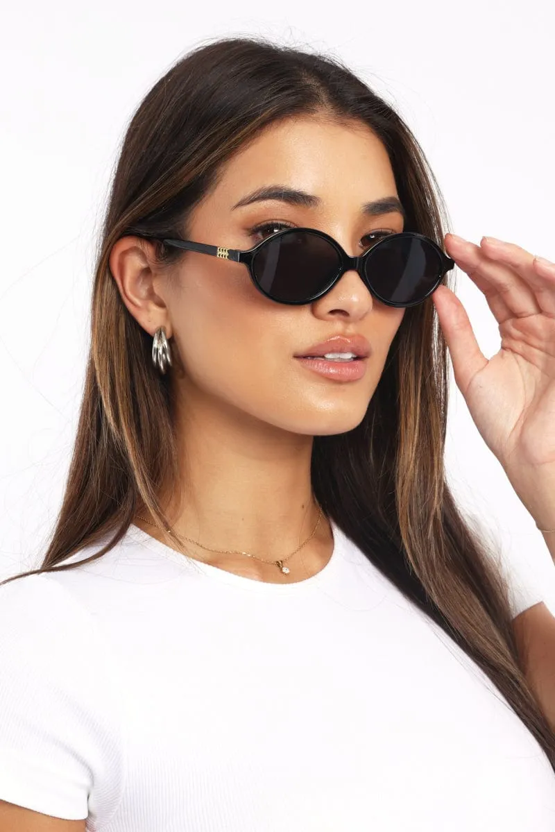 Black Animal Print Oval Sunglasses sold by Ally Fashion