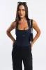 Denim Denim Halter Top Sleeveless Scoop Neck Shirred sold by Ally Fashion