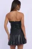 Black PU Tennis Skirt High Rise Pleated Slight Stretch sold by Ally Fashion