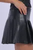 Black PU Tennis Skirt High Rise Pleated Slight Stretch sold by Ally Fashion