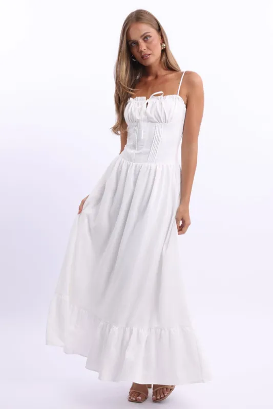 White Maxi Dress Corset Detailed sold by Ally Fashion