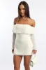 White Off Shoulder Dress Long Sleeve sold by Ally Fashion