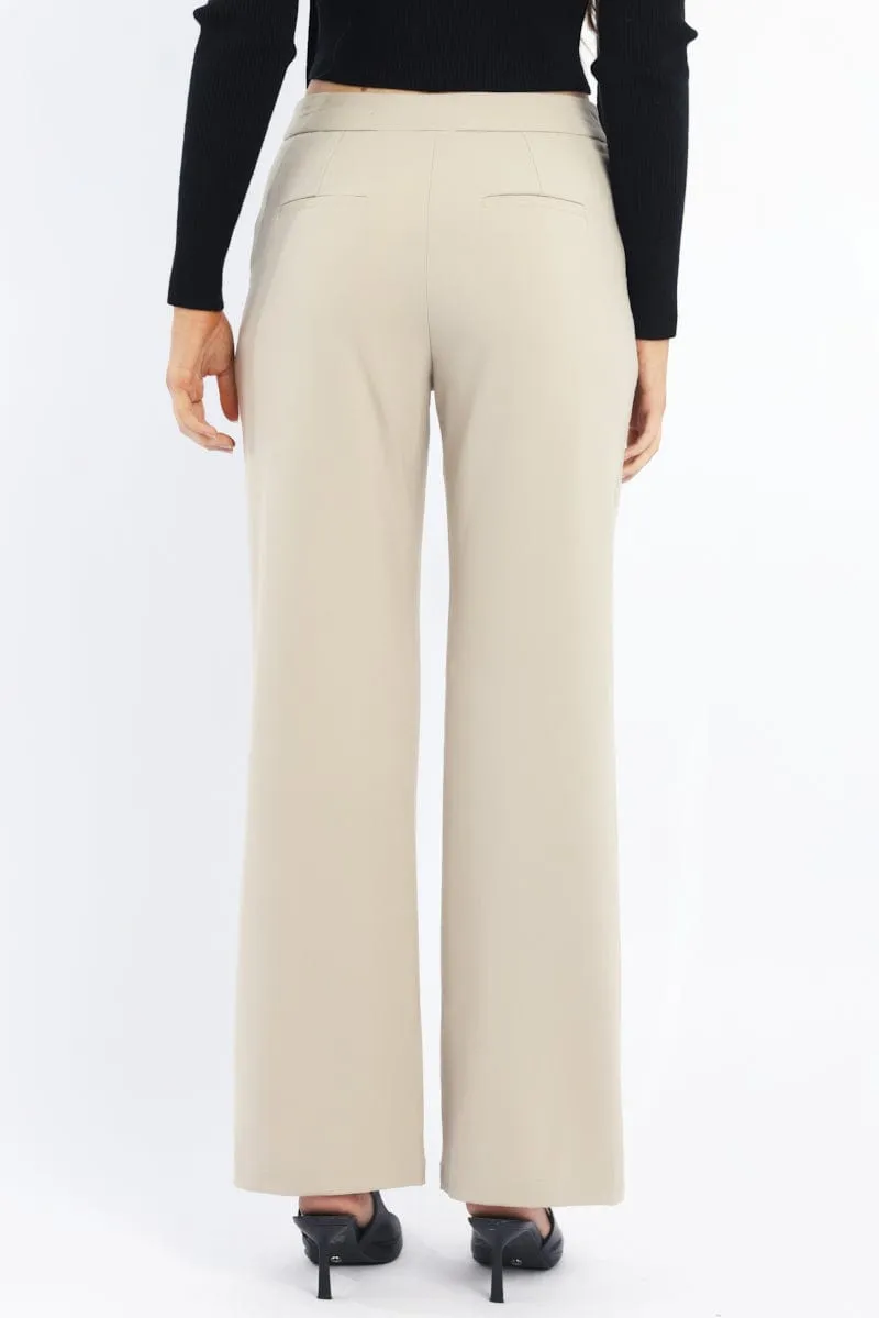 Beige Slim Pant Straight Fit sold by Ally Fashion product image thumbnail 4