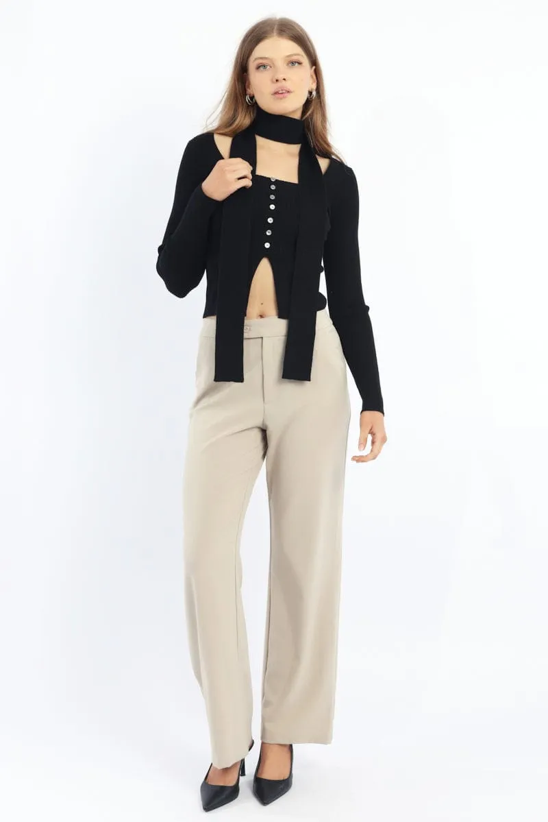 Beige Slim Pant Straight Fit sold by Ally Fashion