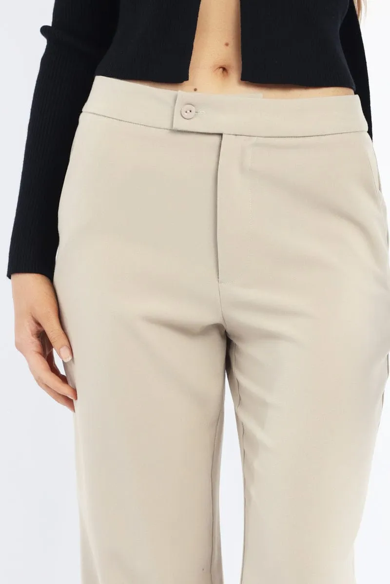 Beige Slim Pant Straight Fit sold by Ally Fashion product image thumbnail 5