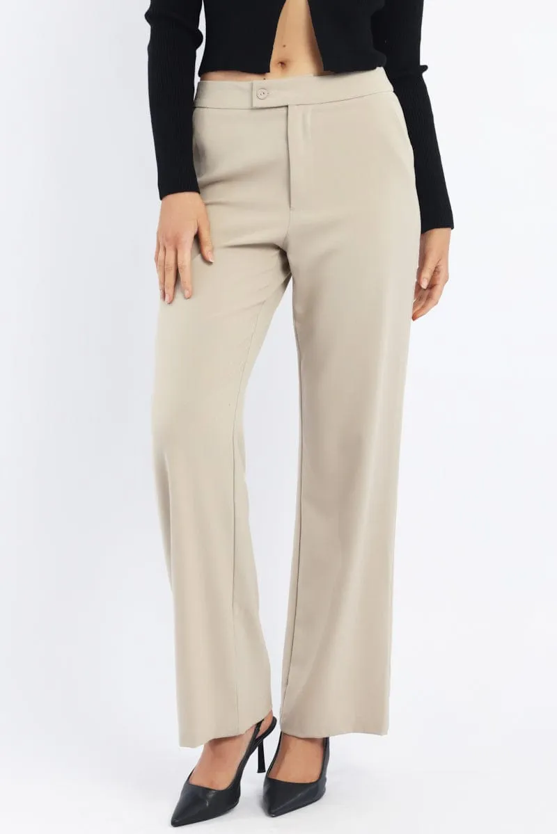 Beige Slim Pant Straight Fit sold by Ally Fashion product image thumbnail 2
