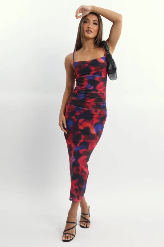 Multi Floral Bodycon Dress Mesh Maxi sold by Ally Fashion