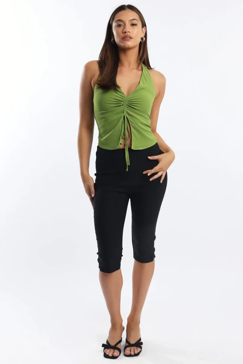 Green Halter Top Sleeveless Ruched Front sold by Ally Fashion product image thumbnail 2
