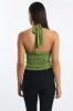 Green Halter Top Sleeveless Ruched Front sold by Ally Fashion