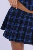 Blue Check Mini Skirt Skort Mid Rise Pleated Stretch Lining sold by Ally Fashion