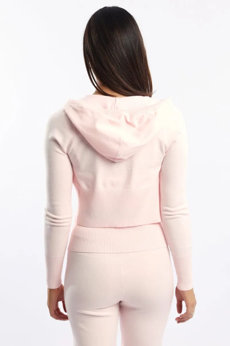 Pink Hooded Knit Cardigan sold by Ally Fashion product image thumbnail 4
