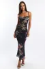 Black Floral Bodycon Dress Singlet Cowl Neck Maxi sold by Ally Fashion
