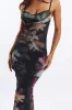Black Floral Bodycon Dress Singlet Cowl Neck Maxi sold by Ally Fashion