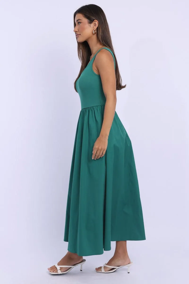 Green Midi Dress Ribbed Bodice sold by Ally Fashion product image thumbnail 3